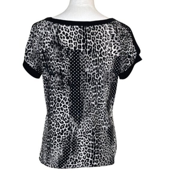Diana Belle Women's Animal Print Short Raglan Sleeve Cowl Neck Blouse Sz M - Picture 3 of 5